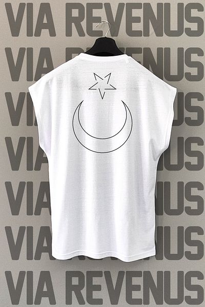 Vordevia Turkish Flag Back Printed Zero Sleeve Crew Neck Sports Tshirt