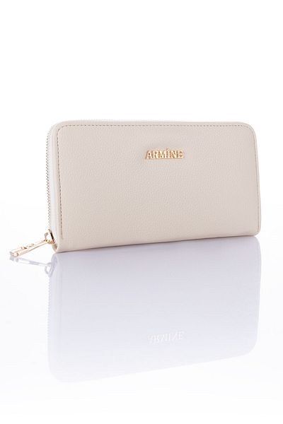 Getcho Armine C05 Jannler Women's Cream Pia Beige Zippered Large Size Multi-Eye Card Holder Daily Stylish Wallet Model