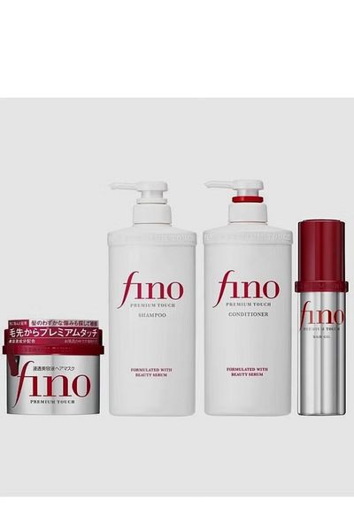Fino شامبو بريميوم تاتش 550 مل وبلسم 550 مل وقناع شعر 230 مل وزيت شعر 70 مل