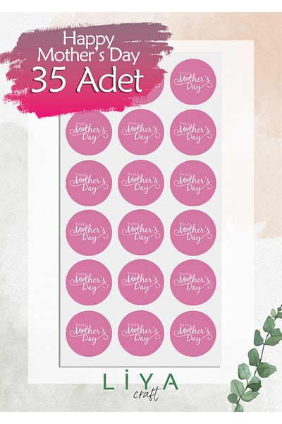 LiyaCraft Happy Women's Day Women's Day Sticker Set 3 cm 35 Pieces