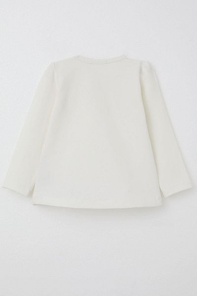 Breeze Baby Girl Long Sleeve T-Shirt with Laced Bow, 6 Months-2 Years, Ecru