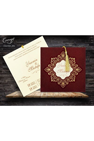 ALEYNA MATBAA 50 Adet Kadife Düğün, Nişan, Nikah Davetiyesi, Baskı Hariçtir 1...