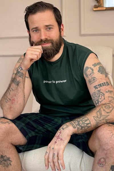 Pijamaevi Grünes Power bedrucktes Herren-Pyjama-Set mit Shorts ohne Ärmel