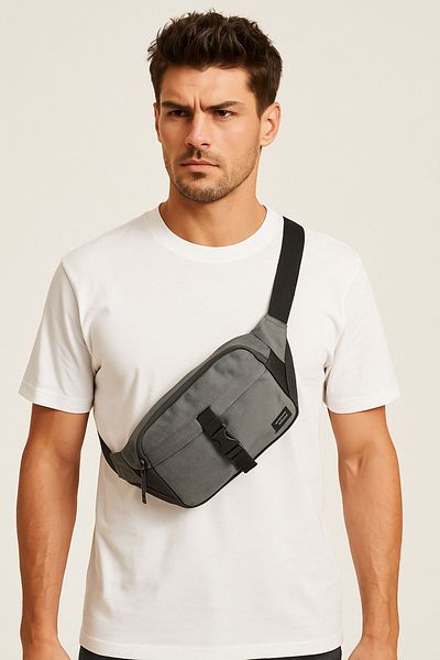 Jack & Jones Ashford Mesh Freebag Asphalt Gray Men's Waist Bag12233476