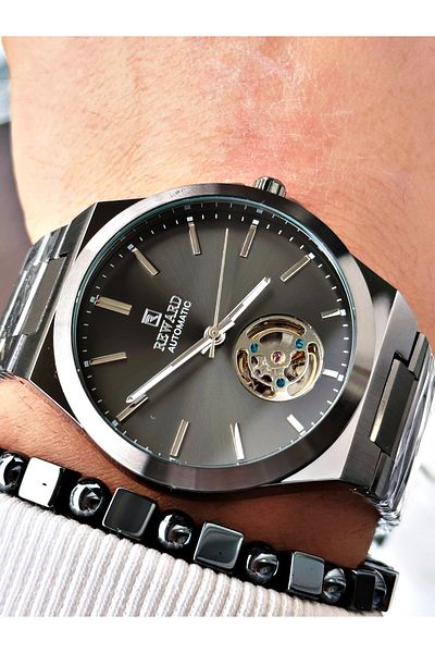 Reward Smoked Color Automatic Winding Steel Band Men's Wristwatch + Bracelet