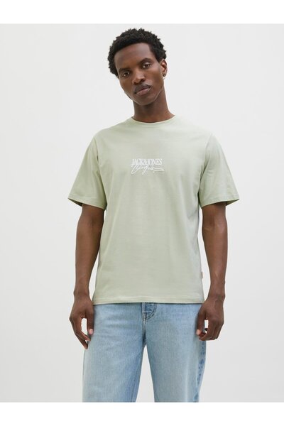 Jack & Jones JORALMERIA BRANDING TEE SS CREW GÂT Celadon Tint