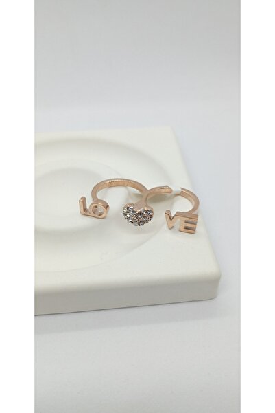 ndjewelry خاتم الحب الثنائي باللون الذهبي الوردي