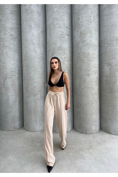 LECTUEL Front Tassel Detailed Linen Pantalon