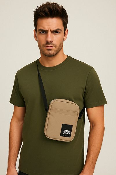 Jack & Jones Jack Jones Jamie Beige Μικρή Ανδρική Τσάντα 12158443
