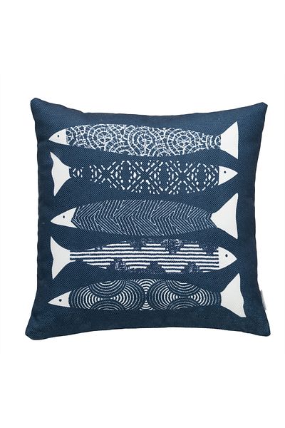 Mudo Home Navy Blue Marine Fish Throw Pillow 45x45