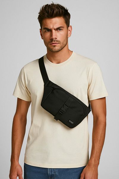 Jack & Jones Ashford Mesh Freebag Black Men's Waist Bag12233476