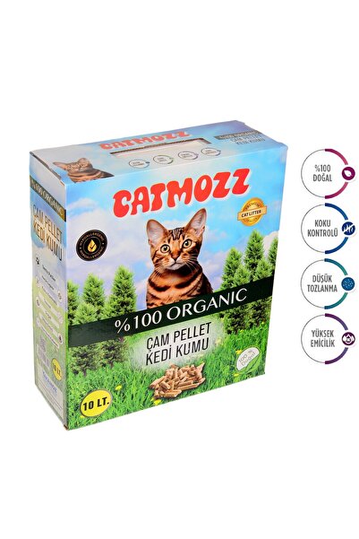 CatMozz Hipoalerjenik %100 Doğal Organik Çam Peleti Kedi Kumu 10 Lt