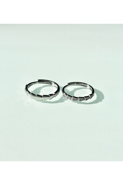Harlofia Jewelry Adjustable Tetris Pattern Couple Rings