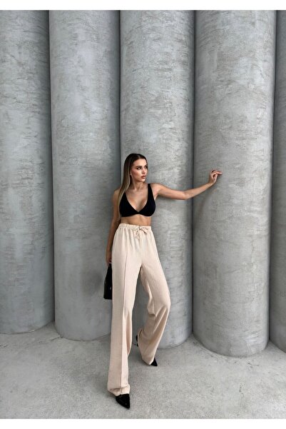 LECTUEL Front Tassel Detailed Linen Pantalon