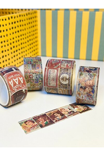Genel Markalar 4 lü Retro Bullet Journal Style Washi Bant / Retro Bonita Tami...