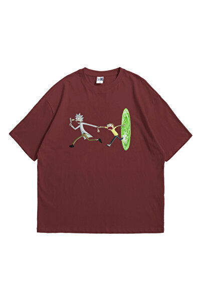 Scrovtie Kadın Erkek Kiremit Kaçış Rick And Morty Baskılı Oversize Bisiklet Y...