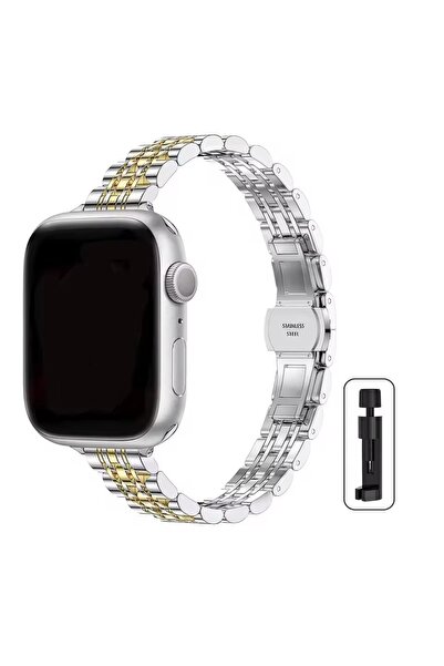 Alstrap Apple Watch 11-10 46mm 7 8 9 45mm 4 5 6 44mm Uyumlu Paslanmaz Çelik İ...