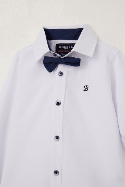 Breeze Girls & Boys Baby Boy Shirt Buttoned Bow Tie 9 Months-3 Years, White