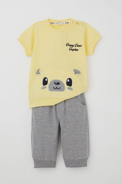 Breeze 9-3 Years Baby Boy Capri Set - Cute and Embroidered, Yellow