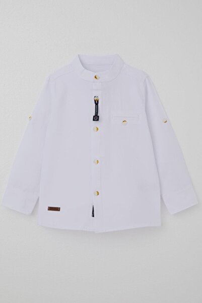 Breeze Erkek Bebek Gömlek Düğmeli Armalı 9 Ay-3 Yaş, Beyaz