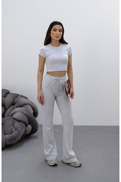veres Gray Fitted Women's Tshirt and Leggings Y2K Bottom-Top Set