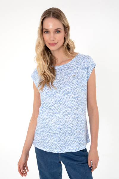 U.S. Polo Assn. قميص نسائي أزرق فاتح بأكمام قصيرة 50280956 -VR003