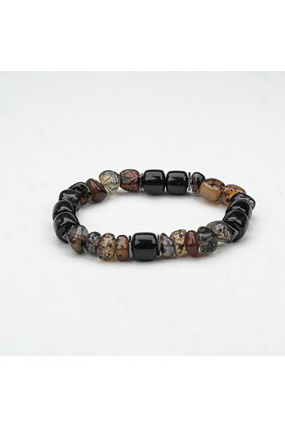 Skygo Agate and Oltu Stone Fishing Line Rubberized Bracelet