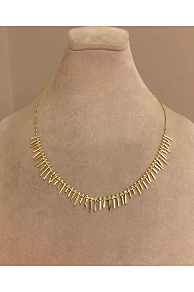emy by emel luxury silver jewelry Altın Kaplama Sallantılı Çubuk Zincir Kolye...