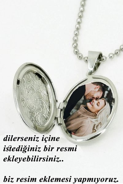 İYİ MODA Photo Put Oval Necklace with Openable Lid Gift for Lover