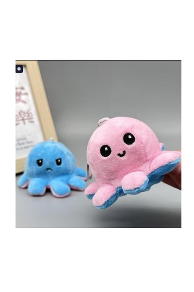 Flower Toys Plush Doll Octopus Keychain Double Sided Happy Sad Face Cute Octopus Keychain