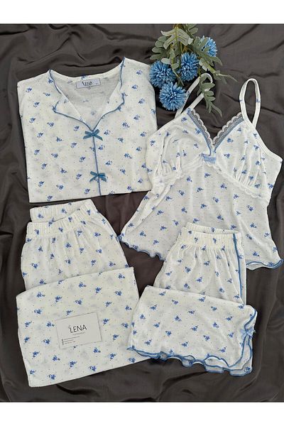 Lena Homewears Pureks Blue Quadruple Short Sleeve Pajama Set