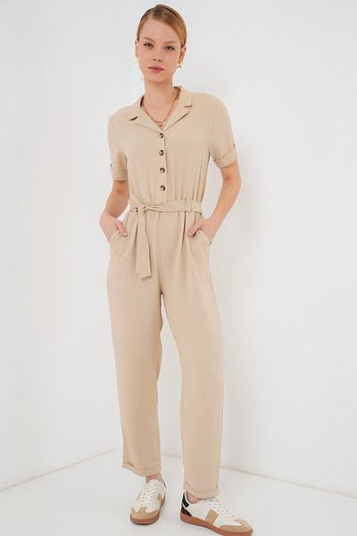 JANES Short Sleeve Ayrobin Jumpsuit 7030 - Cream