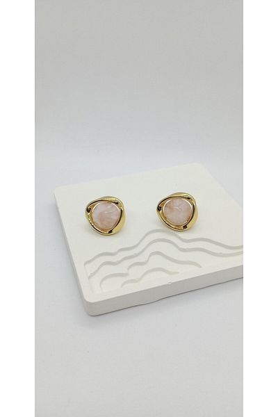 ndjewelry الوردي بيرليسسينت الذهب التفاصيل الحد الأدنى من الأقراط