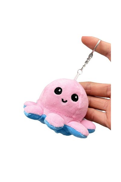 Flower Toys Plush Doll Octopus Keychain Double Sided Happy Sad Face Cute Octopus Keychain