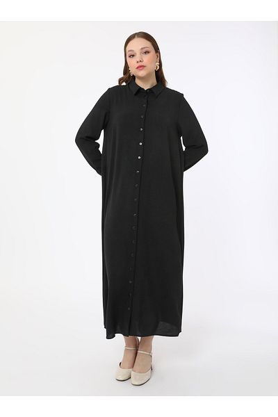 ALİA Plus Size Aerobin Shirt Dress - Black - Alia