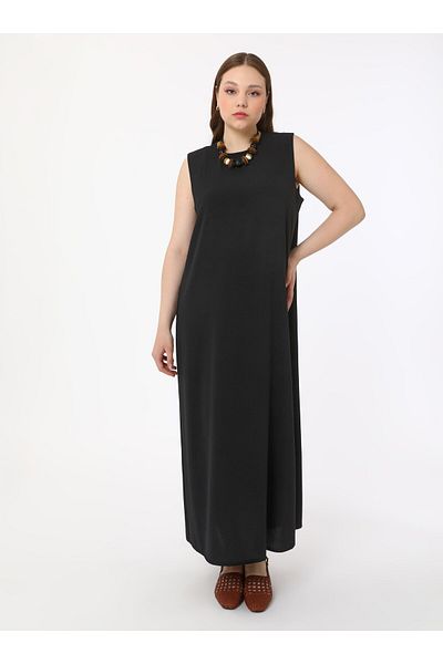 ALİA Plus Size Sleeveless Aerobin Dress - Black - Alia