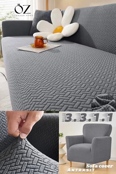 ÖZMAKAN 3 3 1 1 Set de huse de scaun Jacquard - Elastic și lavabil Durabil
