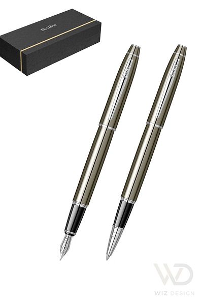 Scrikss 35 Filling Pens - Rollerball Pen Set Titanium Special Gift Boxed |   Name Writable