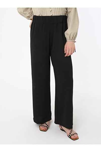 ALİA Plus Size Black Elastic Waist Trousers - Alia