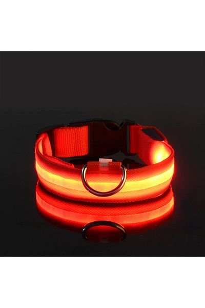 Choice L neck 41-52cm Red Dog Collar Nylon LED Night Safety Flashing Glow In The Dark Pet Dog Leash pet Dog