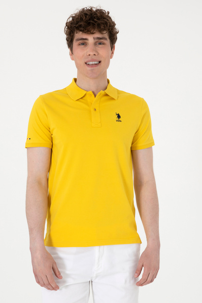 U.S. Polo Assn. Men's Slim Fit Polo Neck Yellow Basic T-Shirt 50298011-Vr094