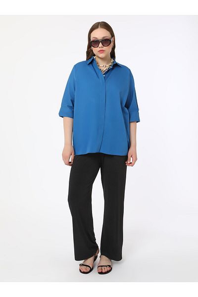 ALİA Plus Size Elastic Waist Knitted Trousers - Black - Alia