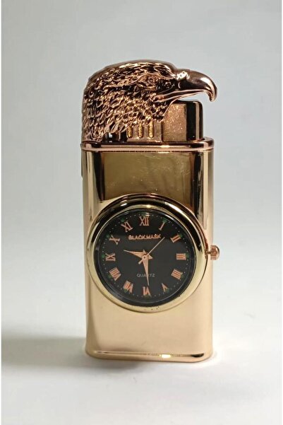 abnturk 2 Noktadan Yanan Kartal Başlı Saatli Çakmak Metal Saat Normal Stil Yanan ve Pürmüz gibi Yanan Çakmak