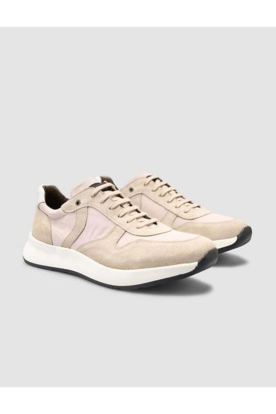Cabani 100% Genuine Leather Beige Suede Lace-Up Men's Sports Shoes