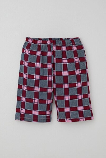 Breeze Girl's Pajama Set with Shorts, Plaid Pattern, 10-14 Years, Mixed Color