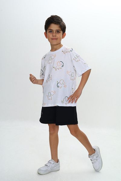 Toontoy Boy's Elephant Printed Shorts Suit