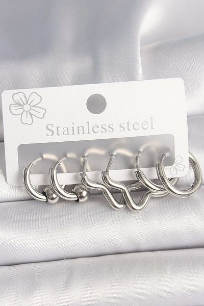 Clariss Heyf 316L Steel Silver Color Ring Star Model Women's Earring Set