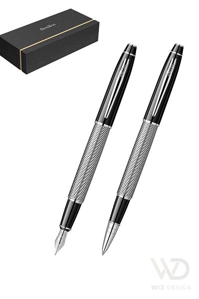 Scrikss 35C Dolmakalem - Roller Pen Set Black Chrome Special Gift Boxed |   Name Writable