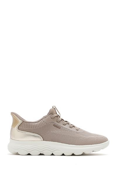 Geox Beige Spherica Plus Women's Sneaker - Lace-Up Thick Sole Fabric D557Ma06Kbnch62L