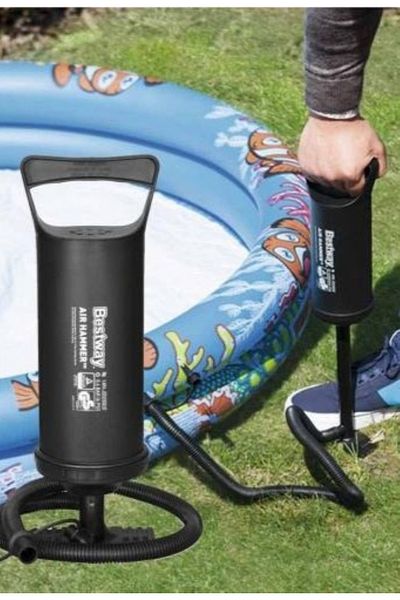 BESTWAY Air Hammer Inflation Pump/ Manual Pool, Boat, Inflatable Bed Pump with 3 Types of Heads
